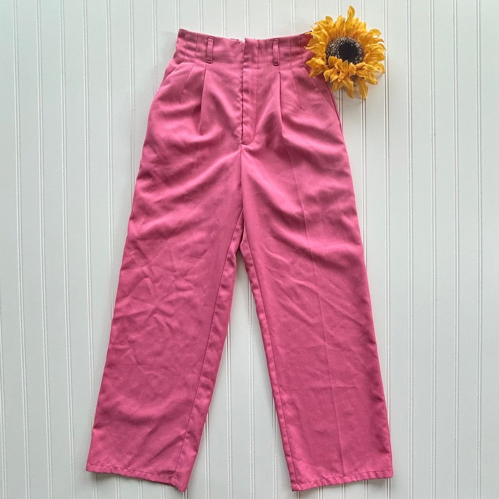 GU Pleated Wide Leg Pants Size S Pink Good High Waisted Wide Leg Trousers